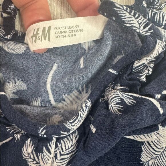 Girls Romper H&M Sz 8-9 Blue with palm trees, tropical - Picture 5 of 7